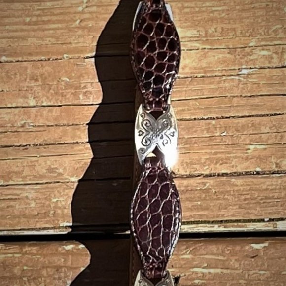 Brighton Croc Concho Style Silver & Leather Belt main image 4